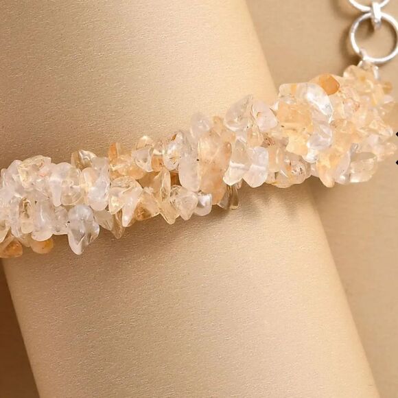 Brazilian Citrine Chips Twisted Bracelet in Platinum Over Sterling Silver - Picture 3 of 8